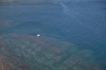 Lonely boat at sea in Spain