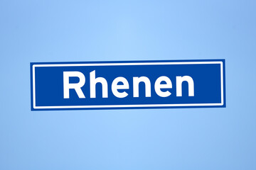 Rhenen place name sign in the Netherlands