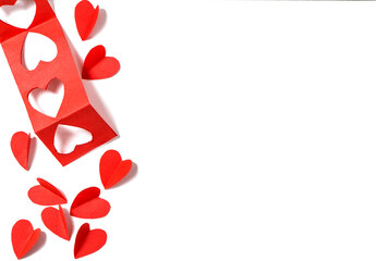 Valentines Day background Red paper hearts