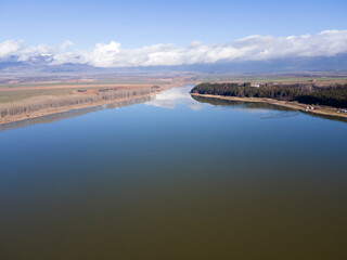 Obraz premium Aerial view of Koprinka Reservoir, Bulgaria