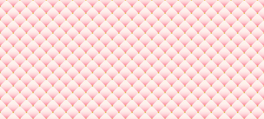 Luxury pink background in retro style with golden beads. Seamless vector illustration. Upholstery background.