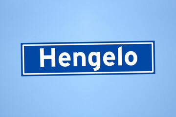 Fototapeta premium Hengelo place name sign in the Netherlands