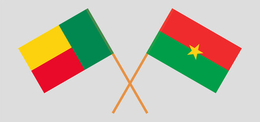Crossed flags of Benin and Burkina Faso