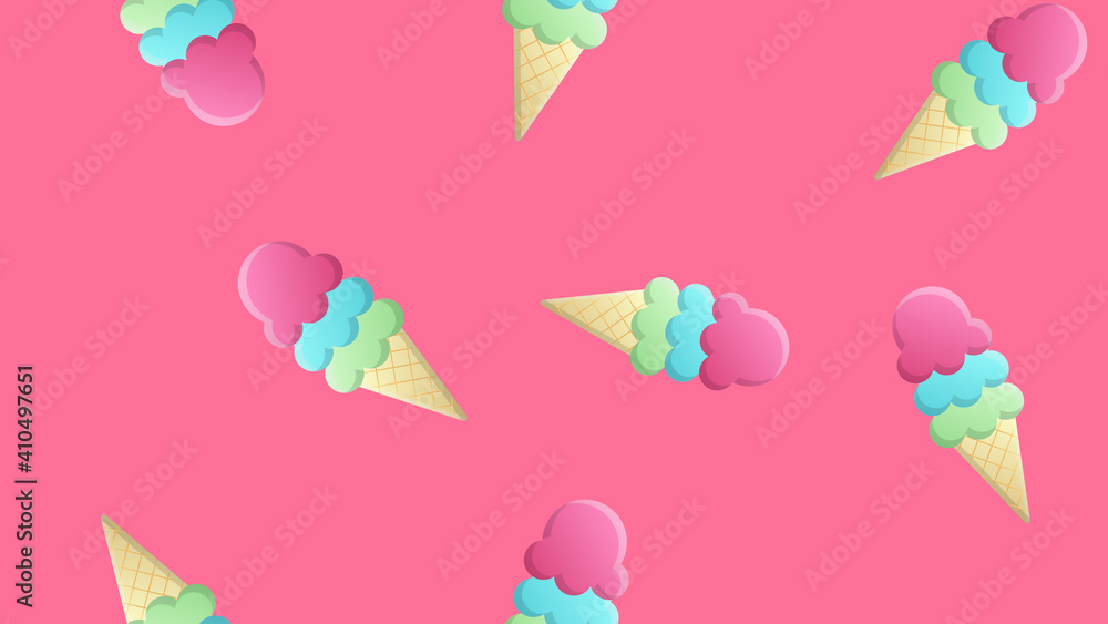 Aufkleber ice cream cone seamless pattern background. realistic. bright and pastel colors. for print and web