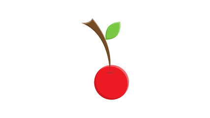 Juicy, ripe on a branch with a leaf cherry - fresh fruit, natural berry. illustration
