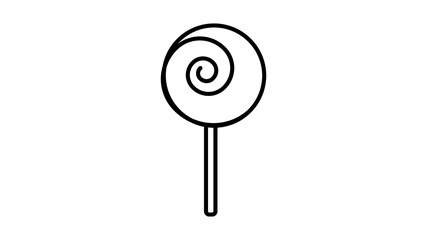 sweet round caramel on a stick, on a white background, illustration. delicious black and white lollipop, in the style of a pencil drawing. delicious dessert for kids
