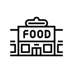 food store building line icon vector. food store building sign. isolated contour symbol black illustration