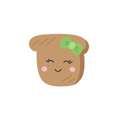 Cute slice of bread, toast vector illustration