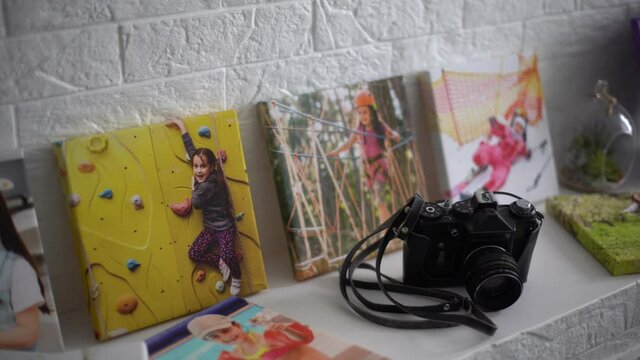 Photography printed on canvas with gallery wrap method of canvas stretching. Photo of active little girl