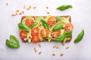 Avocado on sliced rye bread