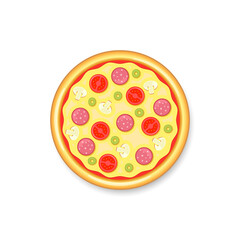Pizza vector illustration. Whole pizza isolated symbol