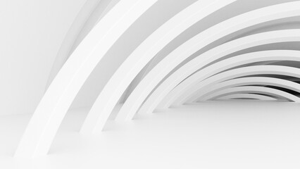 Abstract Architecture Background. 3d Render of White Circular Interior