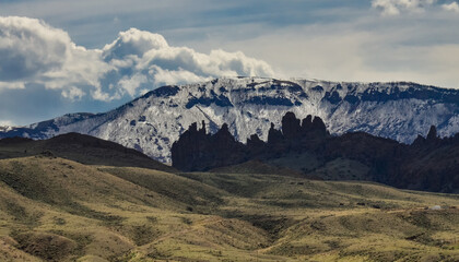 Mountain landscape, snow in the mountains in spring in Montana