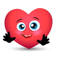 Vector illustration of Cartoon Character Heart. Mascot.