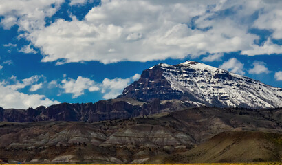 Mountain landscape, snow in the mountains in spring in Montana