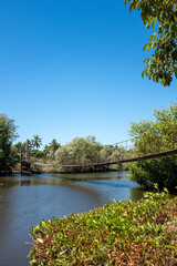 Hanging bridge over estuary