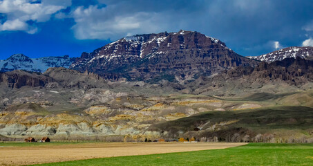 Mountain landscape, snow in the mountains in spring in Montana