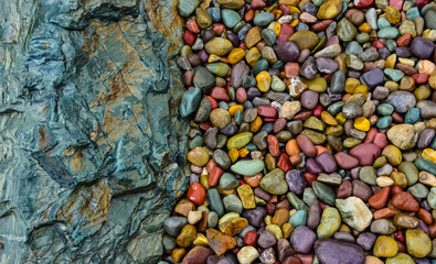 Multi-colored pebbles in the interior, round colored pebbles. Montana