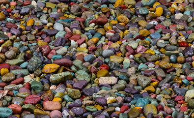 Multi-colored pebbles in the interior, round colored pebbles. Montana