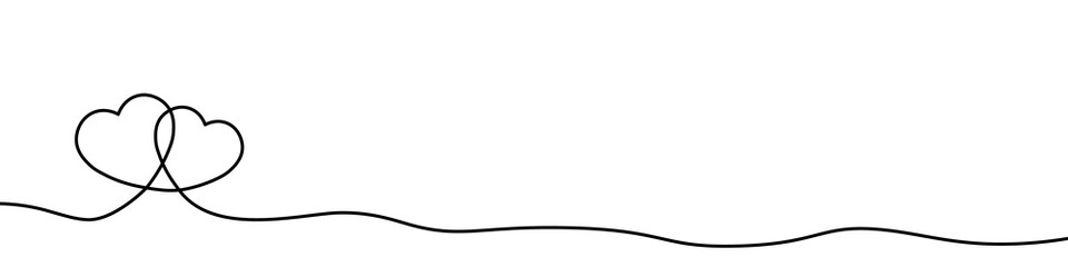 Hand-drawn single thin line hearts