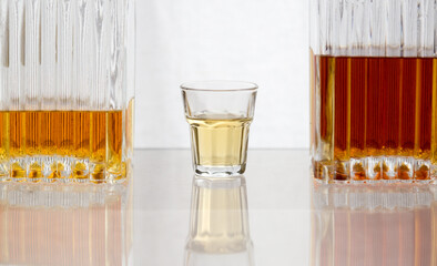 Alcoholic spirits and drinks concept background, with copy space