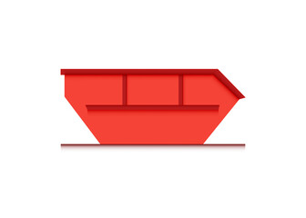 skip bin is a large open-topped waste container. red skip vector icon illustration - obrazy, fototapety, plakaty