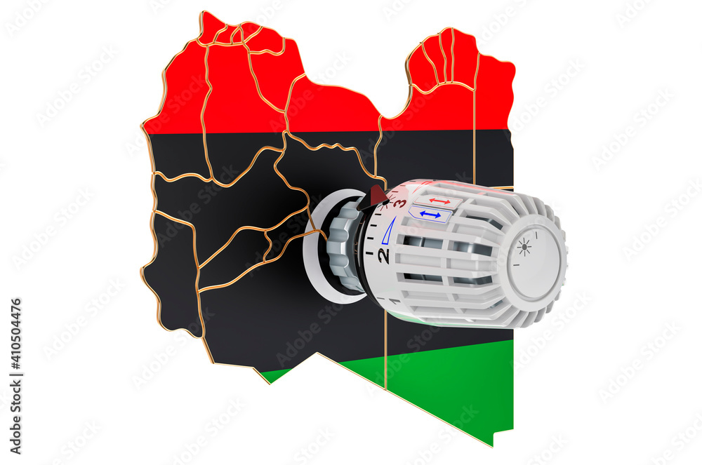 Poster saving heating consumption in libya, 3d rendering