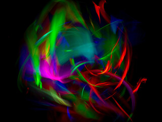 abstract illustration, color light , black background	
