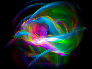 abstract illustration, color light , black background	
