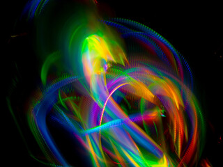 abstract illustration, color light , black background	
