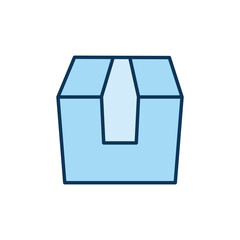 closed blue packaging box in a white background