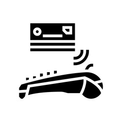 card contactless payment pos terminal glyph icon vector. card contactless payment pos terminal sign. isolated contour symbol black illustration