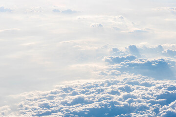 Naklejka premium Colorful of sky with clouds in the evening. the blue sky view from the airplane.