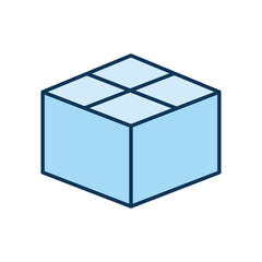 closed light blue packaging box in a white background