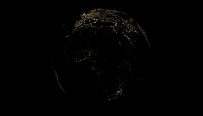 earth in darkness with the lights of the cities