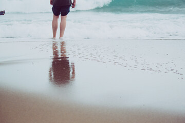 Surfer waiting for waves