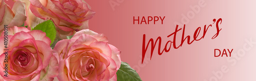 Festive mother's day card..Beautiful rose flowers on a greeting card.