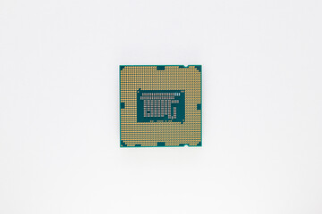 Computer microprocessor isolated on white background