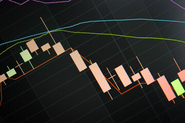 Forex market background, trading on the currency market Forex. Currency exchange rate for world...