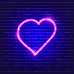 Heart neon icon. Valentine's day concept. Symbol  love. Vector illustration for design.