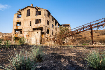 Fototapeta na wymiar Abandoned sulphur mining complex Trabia Tallarita in Riesi, Sicily, Italy