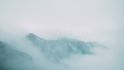 Mountain ridge covered in fog on top of Wugong Mountain in Jiangxi, China