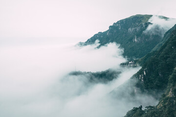Mountain covered by clouds on top of Wugong Mountain in Jiangxi, China
