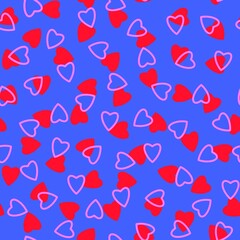 Simple hearts seamless pattern,endless chaotic texture made of tiny heart silhouettes.Valentines,mothers day background.Great for Easter,wedding,scrapbook,gift wrapping paper,textiles.Red,pink,blue