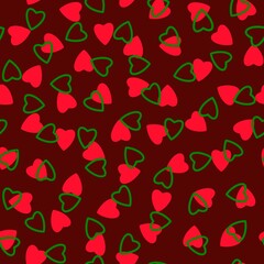 Simple hearts seamless pattern,endless chaotic texture made tiny heart silhouettes.Valentines,mothers day background.Great for Easter,wedding,scrapbook,gift wrapping paper,textiles.Red,green,burgundy