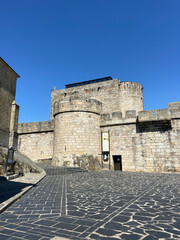 Puebla de Sanabria, Spain - September 6, 2020: The Castle of Puebla de Sanabria in the north-western part of the province of Zamora. It was built in the 15th century as a castle-palace.