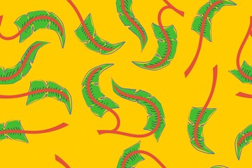Fototapeta premium Seamless pattern tropical long leaves beautiful bright color. suitable for background, fashion, etc.