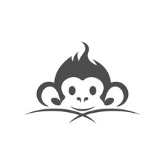 Monkey logo icon illustration vector flat design