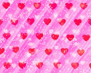 Valentine’s Red Hearts and Pink Stripes Background
