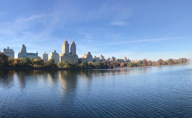 NYC skyline and reservoir